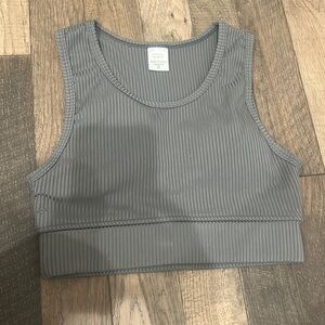 Gray Cropped Padded Workout Tank Size Medium